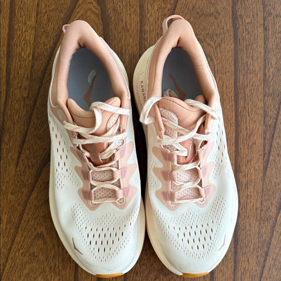New HOKA Kawana Cream and Pink Running Shoes - Picture 2 of 7